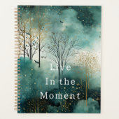 Groene Gouden Bomen met Vogels Kerstmis Planner (Voorkant)