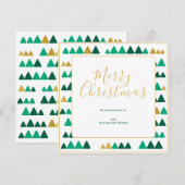 Groene & Gouden Bomen Prettig Kerstmis Vierkant Ka (Voorkant / Achterkant)