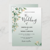 Groene gouden botanische huwelijksuitnodiging briefkaart (Voorkant / Achterkant)