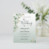 Groene gouden botanische huwelijksuitnodiging briefkaart (Staand voorkant)