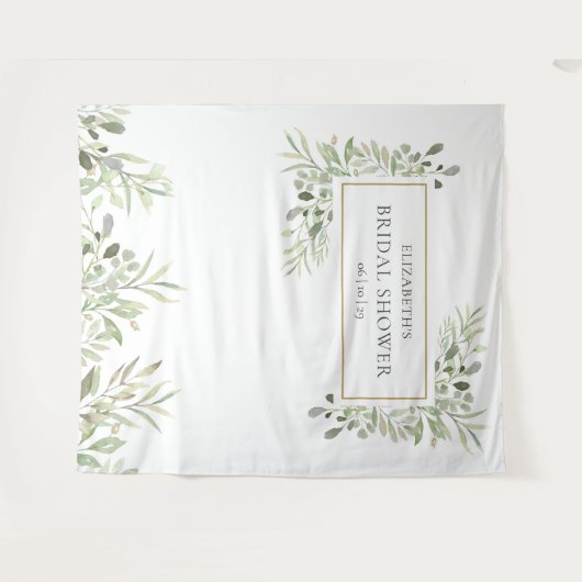 Groene Gouden Bruidsfeest Fotocabine Achtergrond Wandkleed (Voorkant (horizontaal))