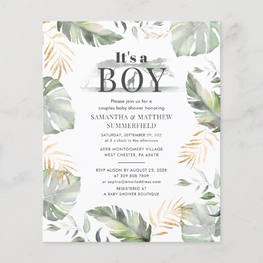 Groene gouden budgettaire blades Oerwoud Baby show (Voorkant)