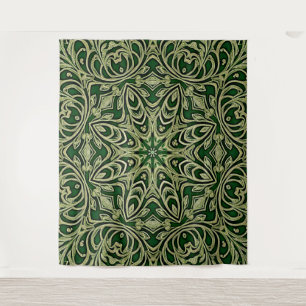 Groene gouden decoratieve achtergrond wandkleed