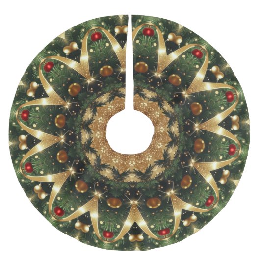 Groene Gouden Decorative Kerstboom Vloerkleed Rok (Voorkant)