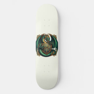Groene & Gouden Draak met Schild Persoonlijk Skateboard