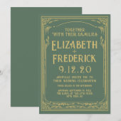 groene gouden drukbruiloft kaart (Voorkant / Achterkant)