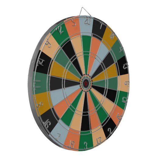 Groene gouden en Oranje spelkamerkleuren Dartbord (Voorkant Links)