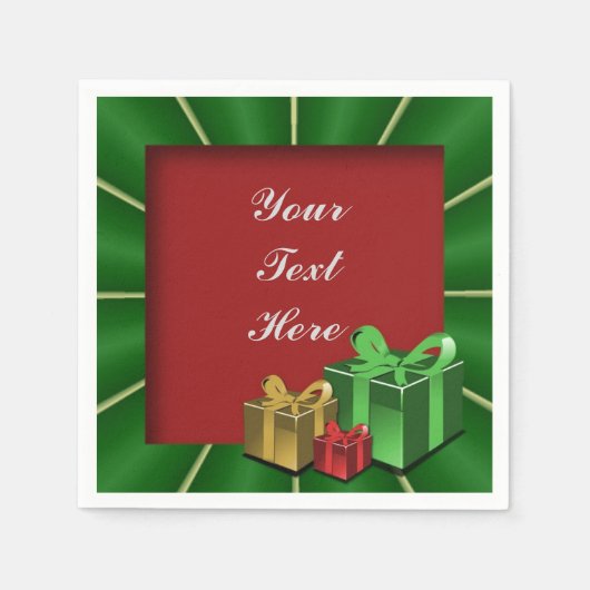 Groene gouden en rode kerstdozen Napkins Servet (Voorkant)