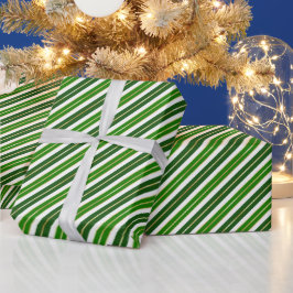 Groene, gouden en witte kerststrepen cadeaupapier