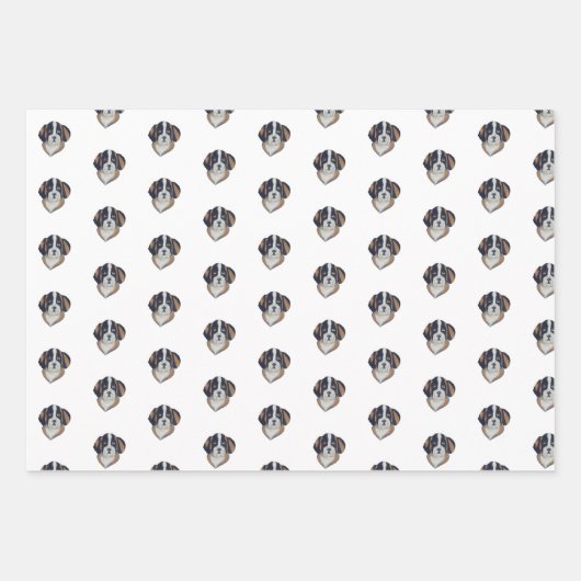 Groene, gouden en witte Sint Bernard illustratie Inpakpapier Vel (Voorkant 3)