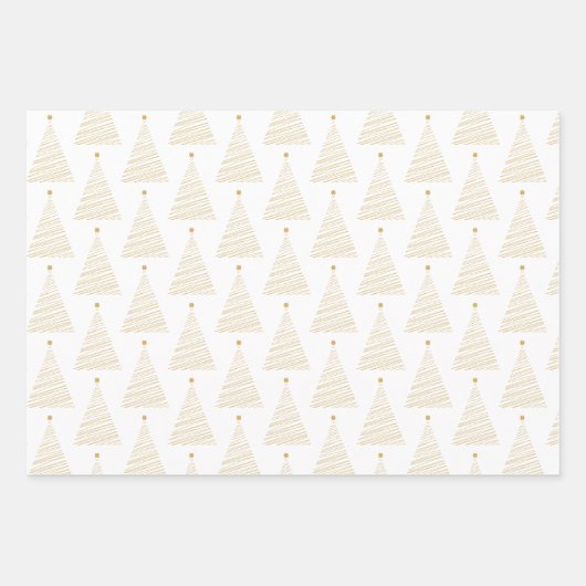 Groene, gouden en zwarte lijn kerstbomen inpakpapier vel (Voorkant 2)