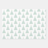 Groene, gouden en zwarte lijn kerstbomen inpakpapier vel (Voorkant)