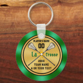 Groene, gouden en zwarte zeep Lacrosse Gift Ideeën Sleutelhanger (Voorkant)