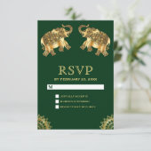 Groene Gouden Etnische Olifanten Indiase RSVP (Staand voorkant)