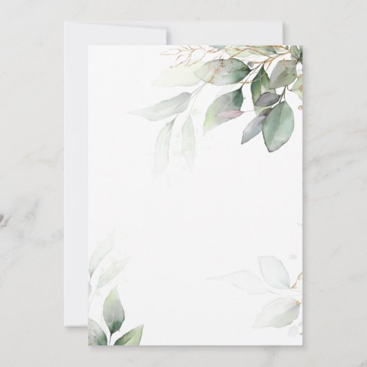 Groene & Gouden Eucalyptus Save the Date uitnodigi Kaart (Achterkant)