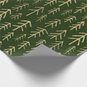Groene gouden feestdag - Boom Patroon Cadeaupapier (Hoek)