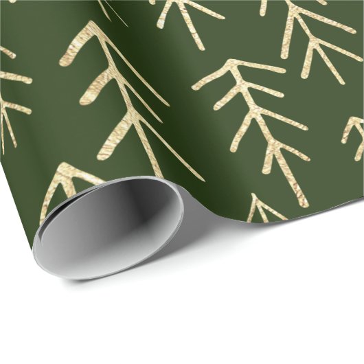 Groene gouden feestdag - Boom Patroon Cadeaupapier (Rol Hoek)