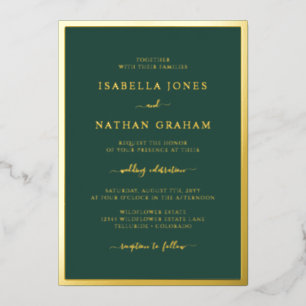 Groene gouden folie trouwuitnodigingen uitnodiging
