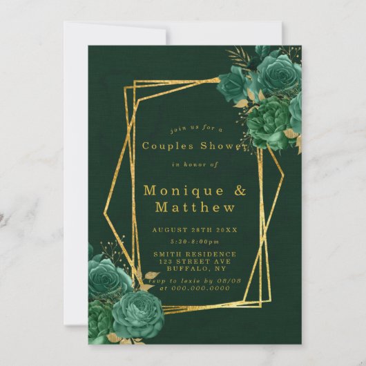 Groene gouden geometrische Floral Couples Shower I (Voorkant)