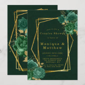 Groene gouden geometrische Floral Couples Shower I (Voorkant / Achterkant)
