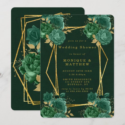 Groene gouden geometrische Floral Wedding Shower n (Voorkant / Achterkant)