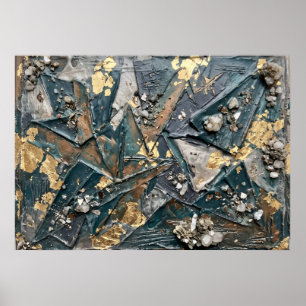 Groene Gouden Getextureerde Abstracte Poster