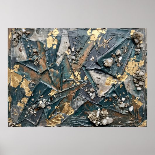 Groene Gouden Getextureerde Abstracte Poster (Voorkant)
