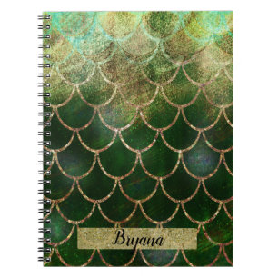 Groene & Gouden Glanzende Meermijn Schubben Notitieboek