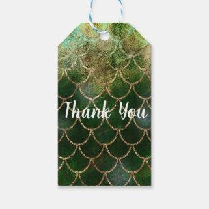 Groene & Gouden Glinsterende Zeemeermin Vissen Sch Cadeaulabel