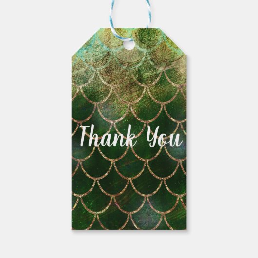 Groene & Gouden Glinsterende Zeemeermin Vissen Sch Cadeaulabel (Voorkant)