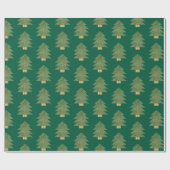 Groene Gouden Glitter Kerstbomen Cadeaupapier (Vlak)