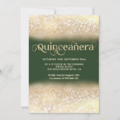 Groene gouden glitters jurk vlinder Quinceañera Kaart (Achterkant)