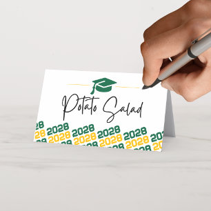 Groene & Gouden Graduatie GLB die Etiket, Voedsel Plaatskaartje