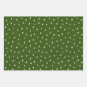 Groene gouden hartsterren cirkels willekeurige pat inpakpapier vel (Voorkant 3)