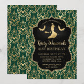 Groene gouden heks en vleermuizen Damask 21ste ver Kaart (Voorkant / Achterkant)