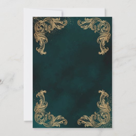 Groene Gouden Hoek Islamitische Moslim Bruiloft Kaart (Achterkant)