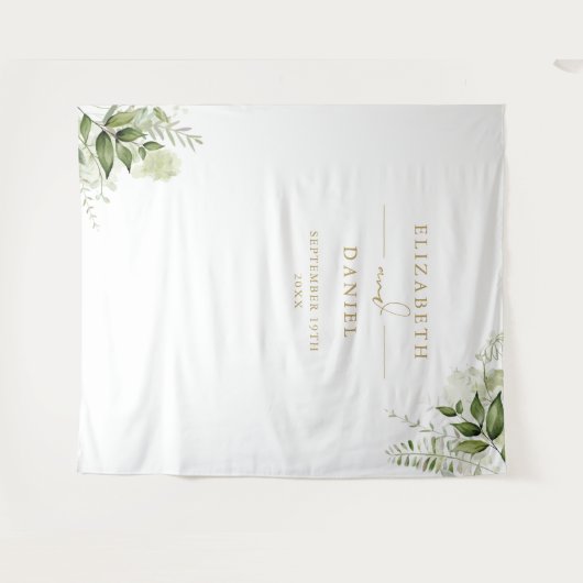 Groene Gouden Huwelijksfotocabine Achtergrond Wandkleed (Voorkant (horizontaal))