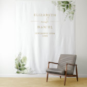 Groene Gouden Huwelijksfotocabine Achtergrond Wandkleed (In situ)