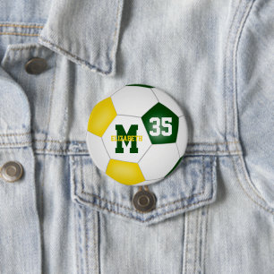 groene gouden jongens voetbalclubs kleuren ronde button 7,6 cm