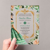 Groene gouden jurk Quinceañera Emerald Mis Quince Acryl Uitnodigingen (Insitu (Draagbaar))