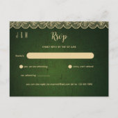 Groene Gouden Kant Trouw RSVP Voor Bijpassende Uit Briefkaart (Voorkant)