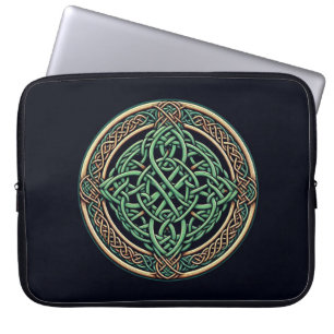 Groene & Gouden Keltische Knoop Laptop Sleeve