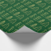 Groene gouden kerstbomen Pattern Modern Cadeaupapier (Hoek)
