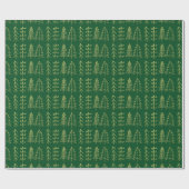 Groene gouden kerstbomen Pattern Modern Cadeaupapier (Vlak)