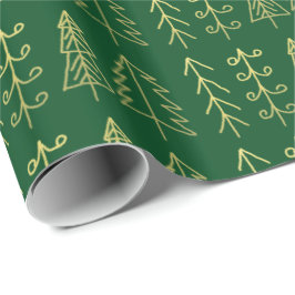 Groene gouden kerstbomen Pattern Modern Cadeaupapier