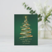Groene gouden kerstboom met sprankelend licht feestdagenkaart (Staand voorkant)