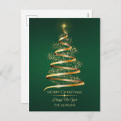 Groene gouden kerstboom met sprankelend licht feestdagenkaart (Voorkant / Achterkant)