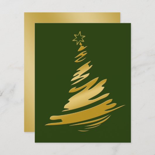 Groene gouden kerstboomfeestkaart voor budgetten (Voorkant / Achterkant)