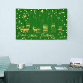 Groene gouden kerstboomgaard Confetti Spandoek (Beurs)