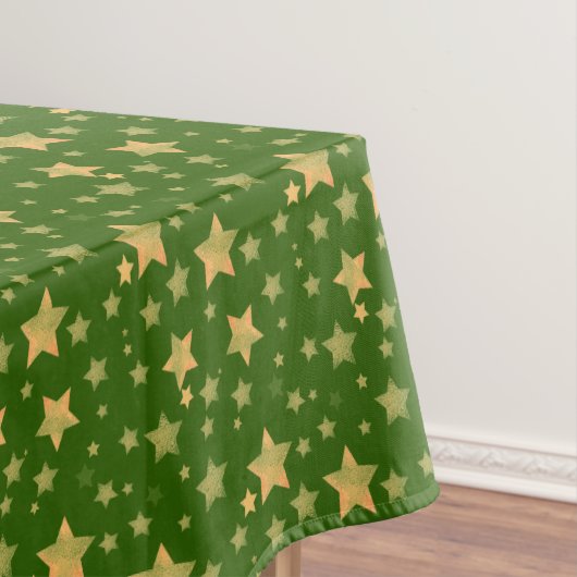 Groene gouden kerststerren Elegant  Bright Tafelkleed (Voorbeeld)